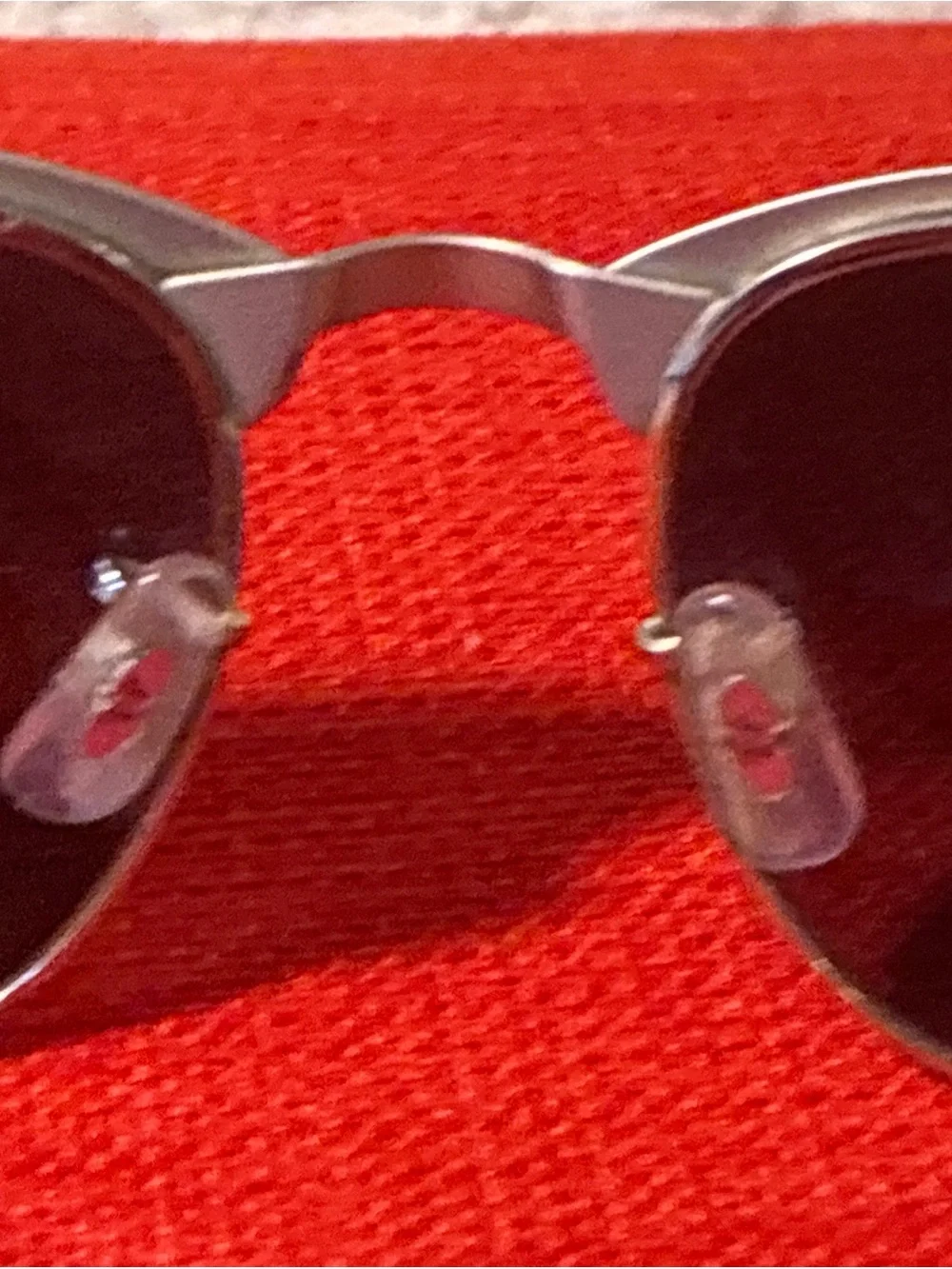 Ray-Ban Sunglass Temple Arm in Silver with Red Background
